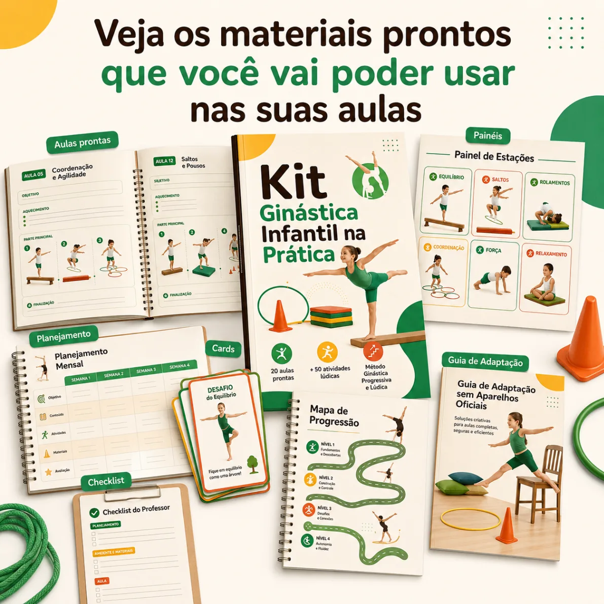 Veja os materiais prontos do Kit Ginástica Infantil na Prática